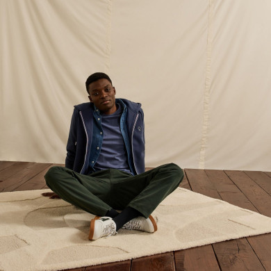 Navy hoodie - cotton and recycled polyester - Mesnil model