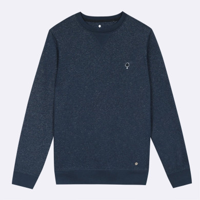 Navy round neck sweatshirt cotton and recycled cotton - Donon model