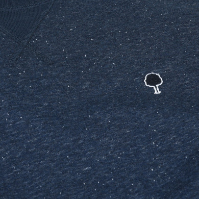 Navy round neck sweatshirt cotton and recycled cotton - Donon model