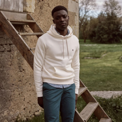 Ecru hoodie cotton and recycled polyester - Dirac model