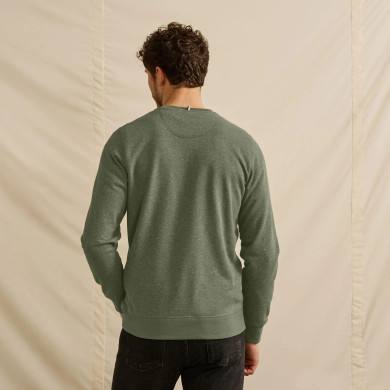 Khaki round neck sweatshirt cotton and recycled cotton - Donon model