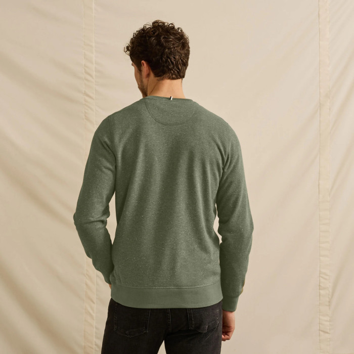 Khaki round neck sweatshirt cotton and recycled cotton - Donon model