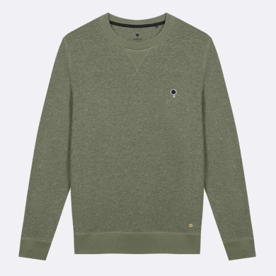 Khaki round neck sweatshirt cotton and recycled cotton - Donon model