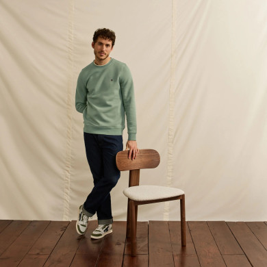 Sweat col rond kaki coton & coton recyclé - modèle DONZY