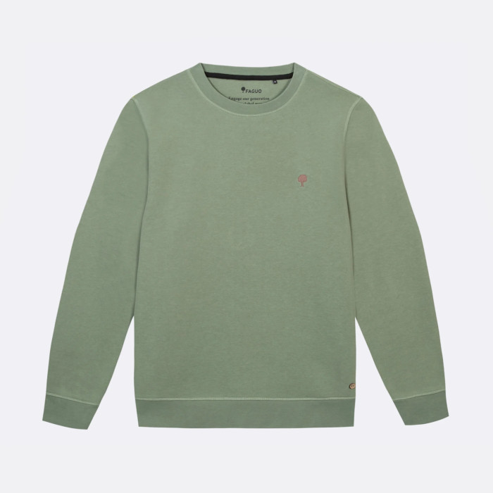 Sweat col rond kaki coton & coton recyclé - modèle DONZY