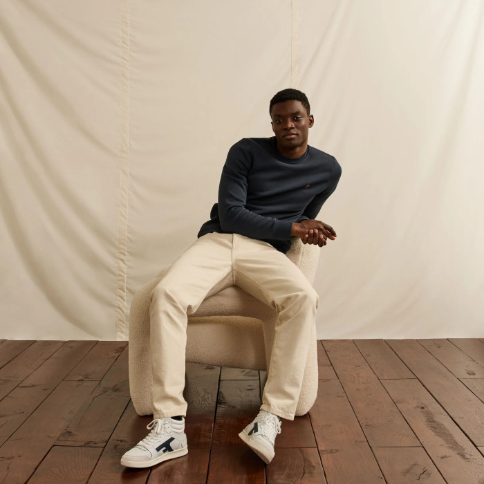 Sweat col rond bleu marine coton & coton recyclé - modèle DONZY