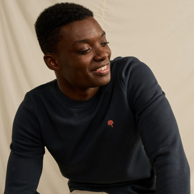 Sweat col rond bleu marine coton & coton recyclé - modèle DONZY