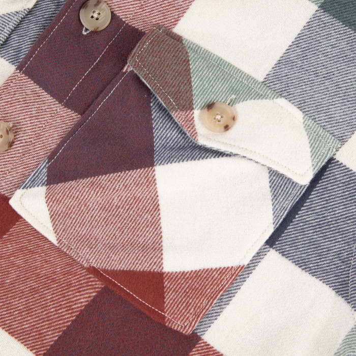 Ecru & navy & terracotta classic shirt cotton - FLAVIGNY model