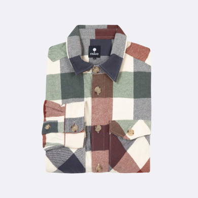 Ecru & navy & terracotta classic shirt cotton - FLAVIGNY model