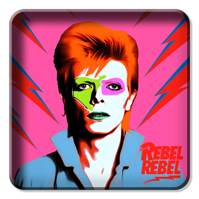 Plateau Carré - Pop Art David Bowie - 30 x 30 cm - Métal verni