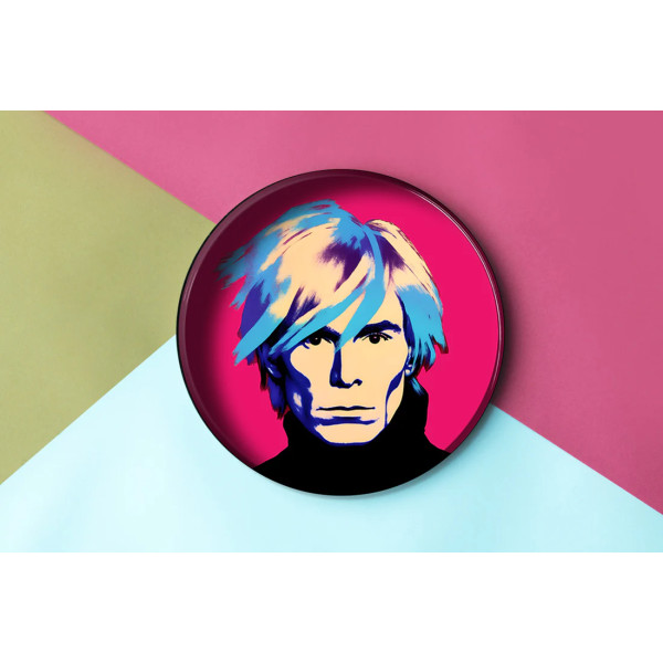 Plateau Rond - Pop Art Andy Warhol - 25 cm - Métal verni