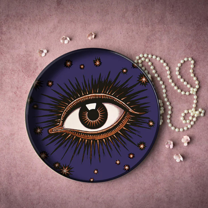 Plateau Rond - Blue Eye - 30 cm - Métal verni Plateau Rond - Blue Eye - 30 cm - Métal verni