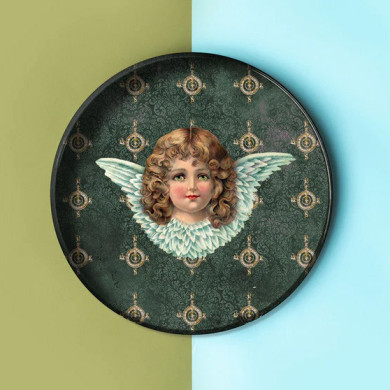 Plateau Rond - Angel Green - 20 cm - Métal verni Plateau Rond - Angel Green - 20 cm - Métal verni