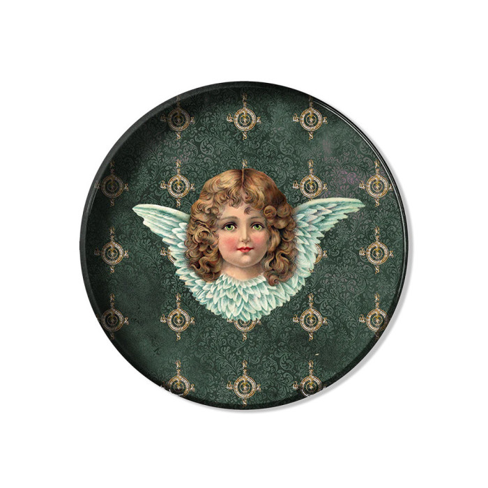 Plateau Rond - Angel Green - 20 cm - Métal verni Plateau Rond - Angel Green - 20 cm - Métal verni