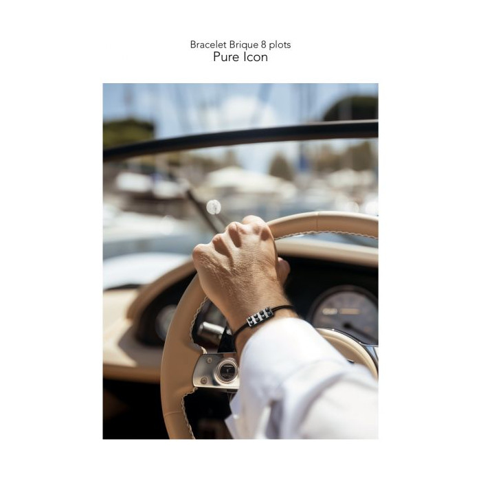 Bracelet Pure Icon 8 plots Or 18cts & diamants noirs