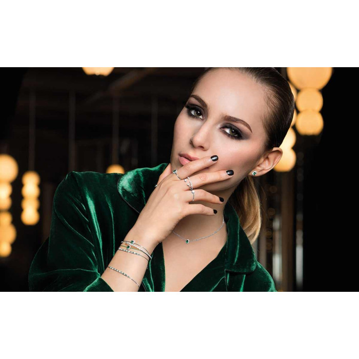 Marilyn Emeraudes - Bracelet fil émeraudes et diamants en serti griffe or blanc