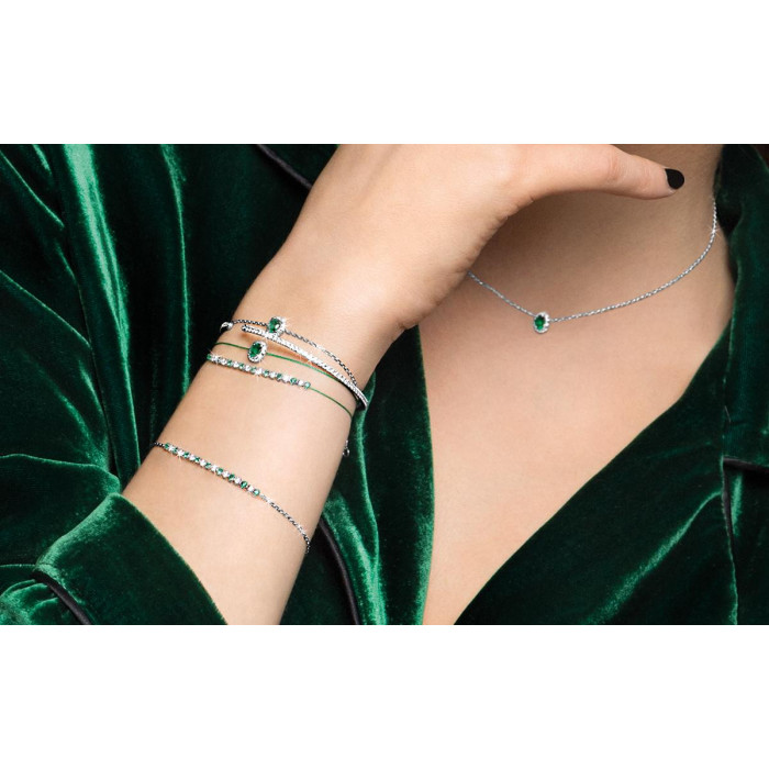 Marilyn Emeraudes - Bracelet fil émeraudes et diamants en serti griffe or blanc