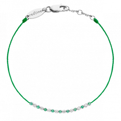 Marilyn Emeraudes - Bracelet fil émeraudes et diamants en serti griffe or blanc - 16,5 cm Marilyn Emeraudes - Bracelet fil émeraudes et diamants en serti griffe or blanc - 16,5 cm