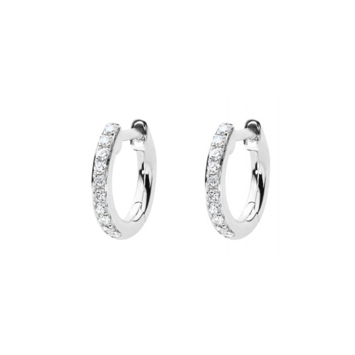 Si Joli Mini Creole Boucles d'oreilles créole or blanc pavé diamants 0.096 ct