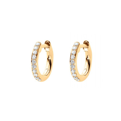 Si Joli Mini Creole Boucles d'oreilles créole or jaune pavé diamants 0.096 ct Si Joli Mini Creole Boucles d'oreilles créole or jaune pavé diamants 0.096 ct