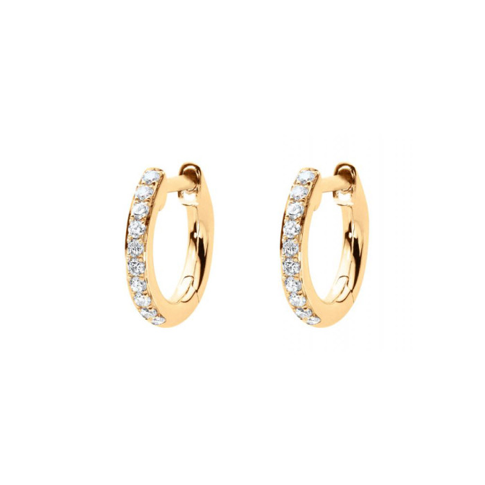 Si Joli Mini Creole Boucles d'oreilles créole or jaune pavé diamants 0.096 ct