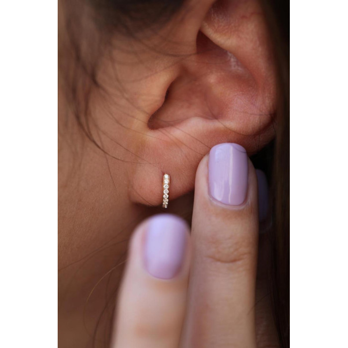 Si Joli Mini Creole Boucles d'oreilles créole or jaune pavé diamants 0.096 ct