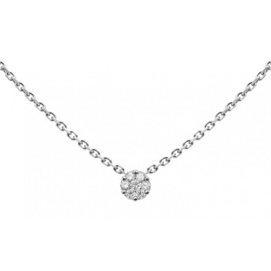 Illusion Collier chaîne avec diamant 0.05 carat en serti invisible or blanc Illusion Collier chaîne avec diamant 0.05 carat en serti invisible or blanc