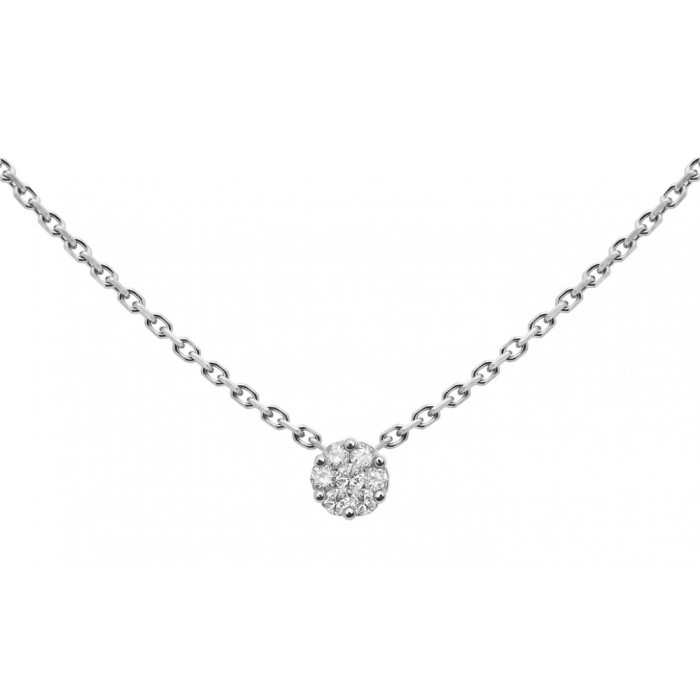 Illusion Collier chaîne avec diamant 0.05 carat en serti invisible or blanc