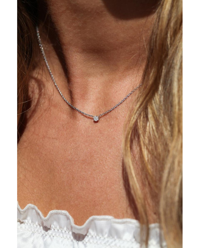 Collier En Or 18 Carats Avec Diamants - 11 Diamants (0,55 Ct Total), Poids 31,13g, Occasion