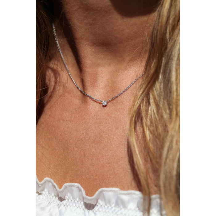 Illusion Collier chaîne avec diamant 0.05 carat en serti invisible or blanc