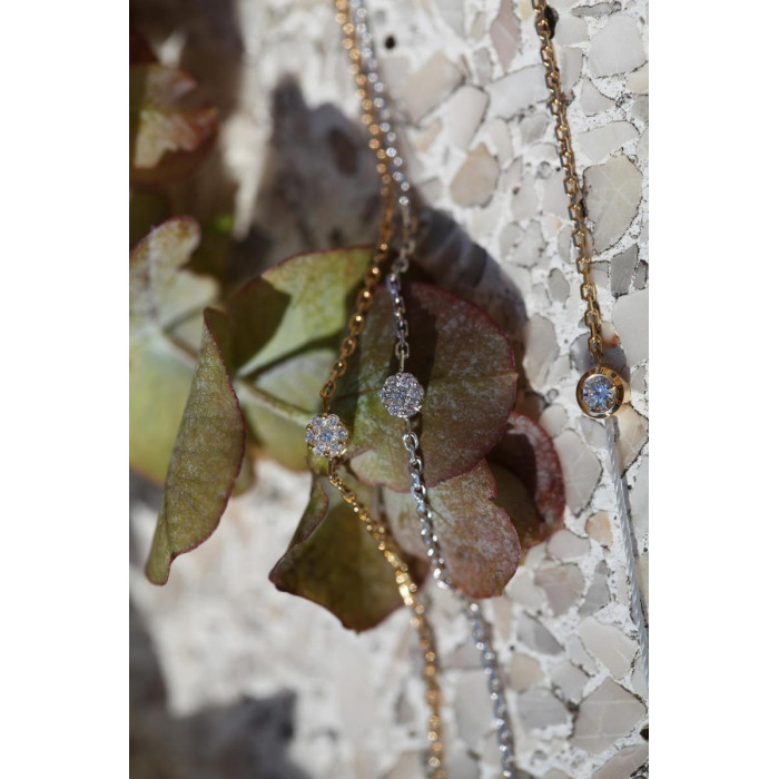 Illusion Bracelet chaîne avec diamant 0.05 carat en serti invisible or blanc