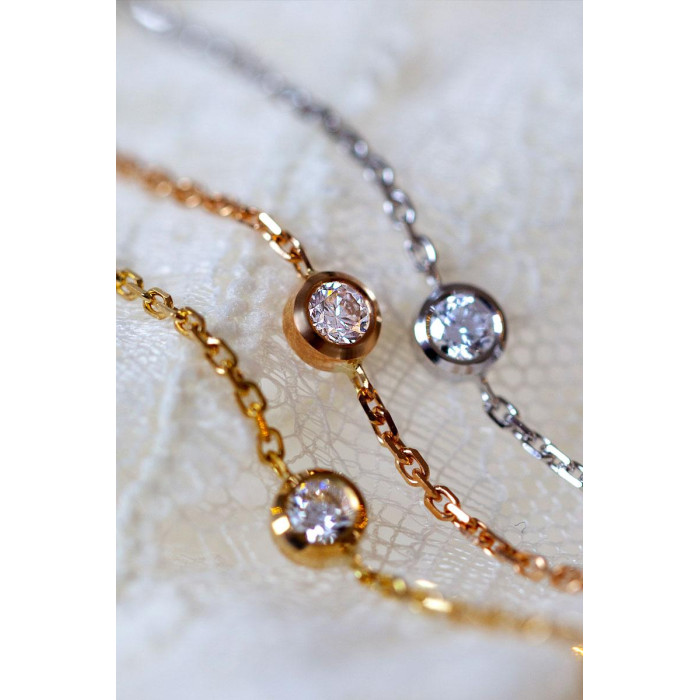 Pure Bracelet chaîne avec diamant 0.10 carat serti clos or rose