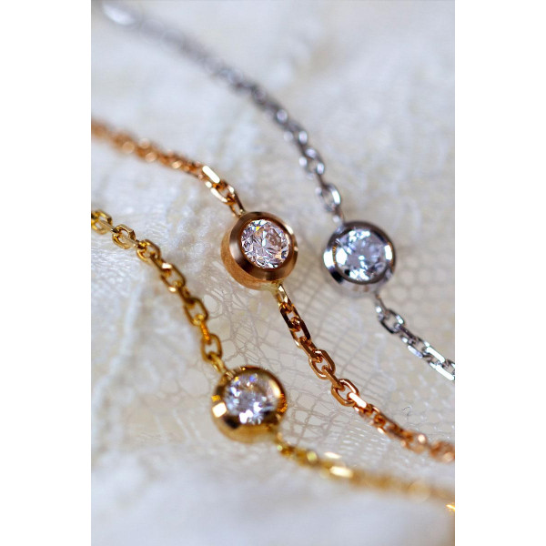 Pure Bracelet chaîne avec diamant 0.10 carat serti clos or rose Pure Bracelet chaîne avec diamant 0.10 carat serti clos or rose
