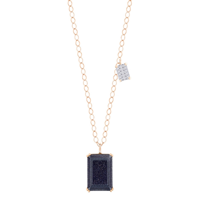 Duo midnight diamond & blue sandstone necklace