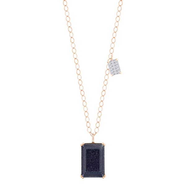 Duo midnight diamond & blue sandstone necklace Duo midnight diamond & blue sandstone necklace