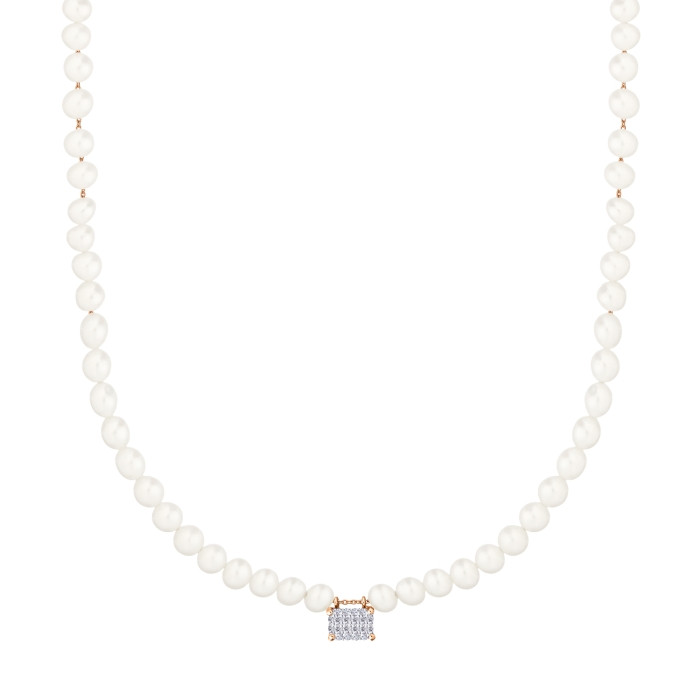 Mini midnight pearl & diamond necklace