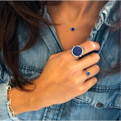 Lapis white gold disc ring - size 54 Lapis white gold disc ring - size 54