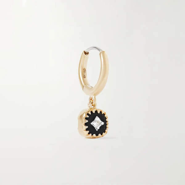 Boucle d'oreille unique Pierrot en or 9 carats, bakélite et diamant Boucle d'oreille unique Pierrot en or 9 carats, bakélite et diamant