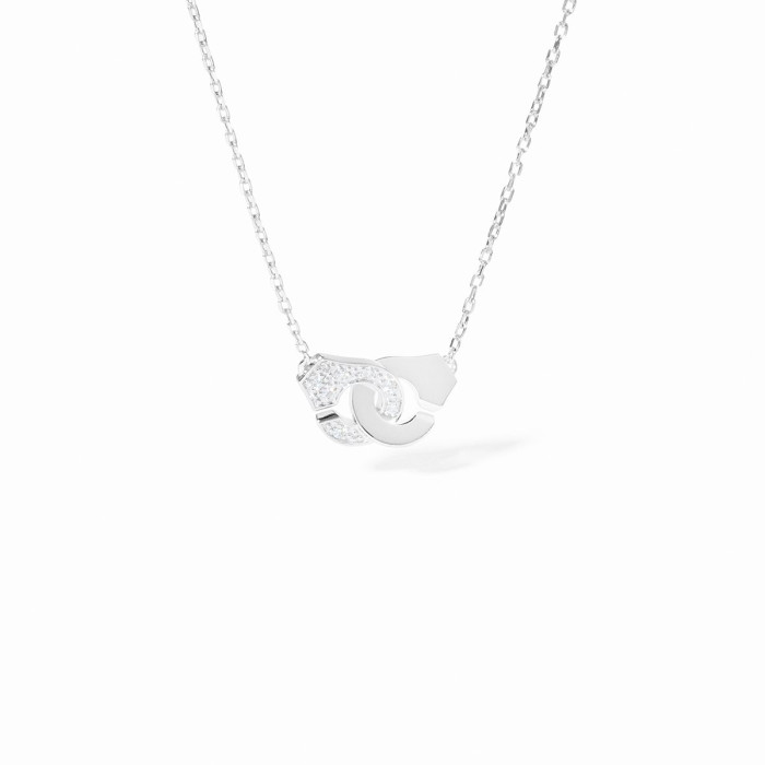 Collier Menottes dinh van R8 - or blanc et diamants