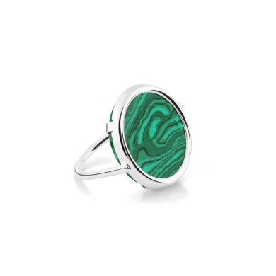 Ever malachite white gold disc ring - size 56 Ever malachite white gold disc ring - size 56
