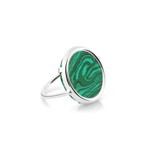 Ever malachite white gold disc ring