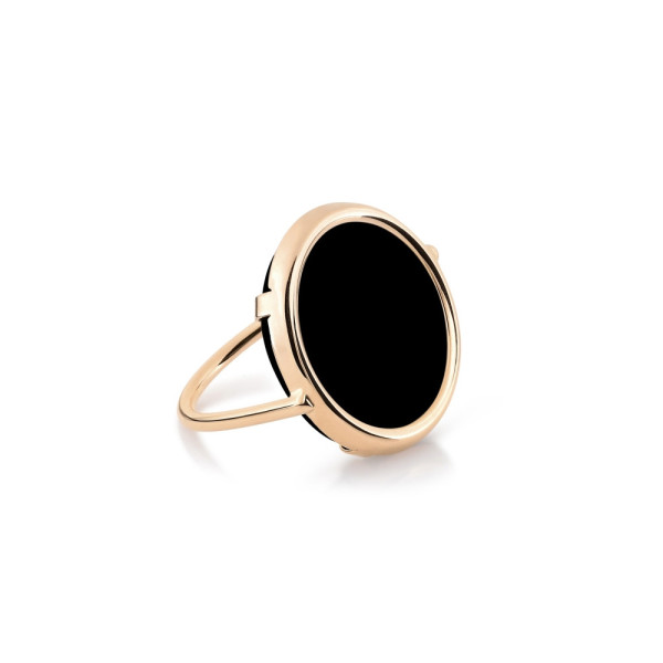 Black onyx disc ring - size 48 Black onyx disc ring - size 48