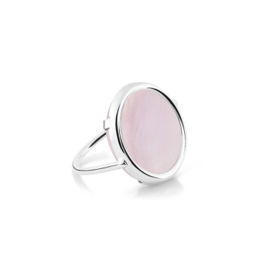Ever pink mop white gold disc ring - size 54 Ever pink mop white gold disc ring - size 54