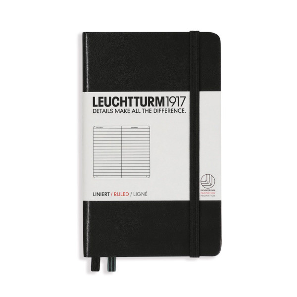 Carnet A6 rigide pocket ligné noir Carnet A6 rigide pocket ligné noir