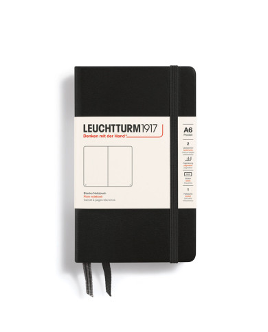 Carnet A6 rigide pocket blanc noir