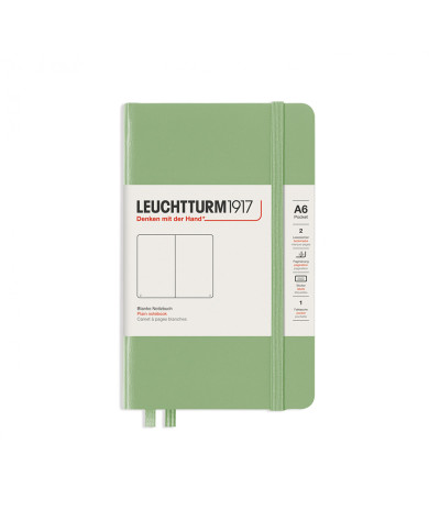 Carnet A6 rigide pocket blanc sauge