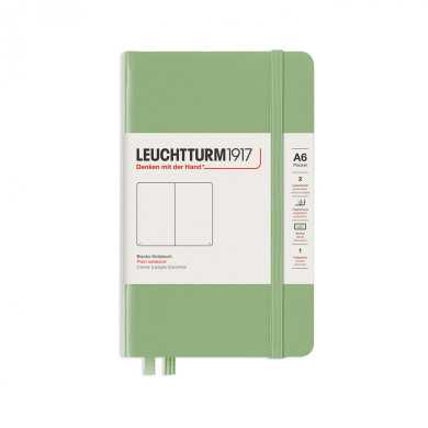 Carnet A6 rigide pocket blanc sauge