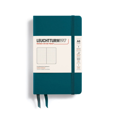 Carnet A6 rigide pocket pointillé vert pacifique