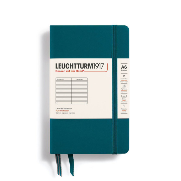 Carnet A6 rigide pocket ligné vert pacifique Carnet A6 rigide pocket ligné vert pacifique