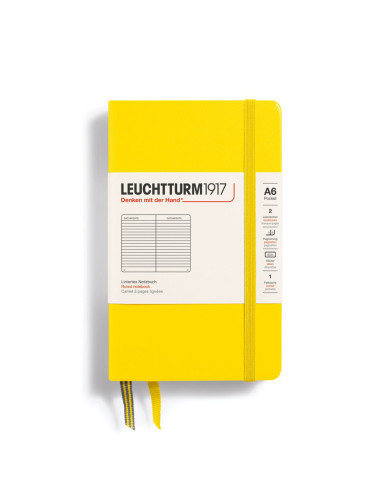 Carnet A6 rigide pocket ligné citron